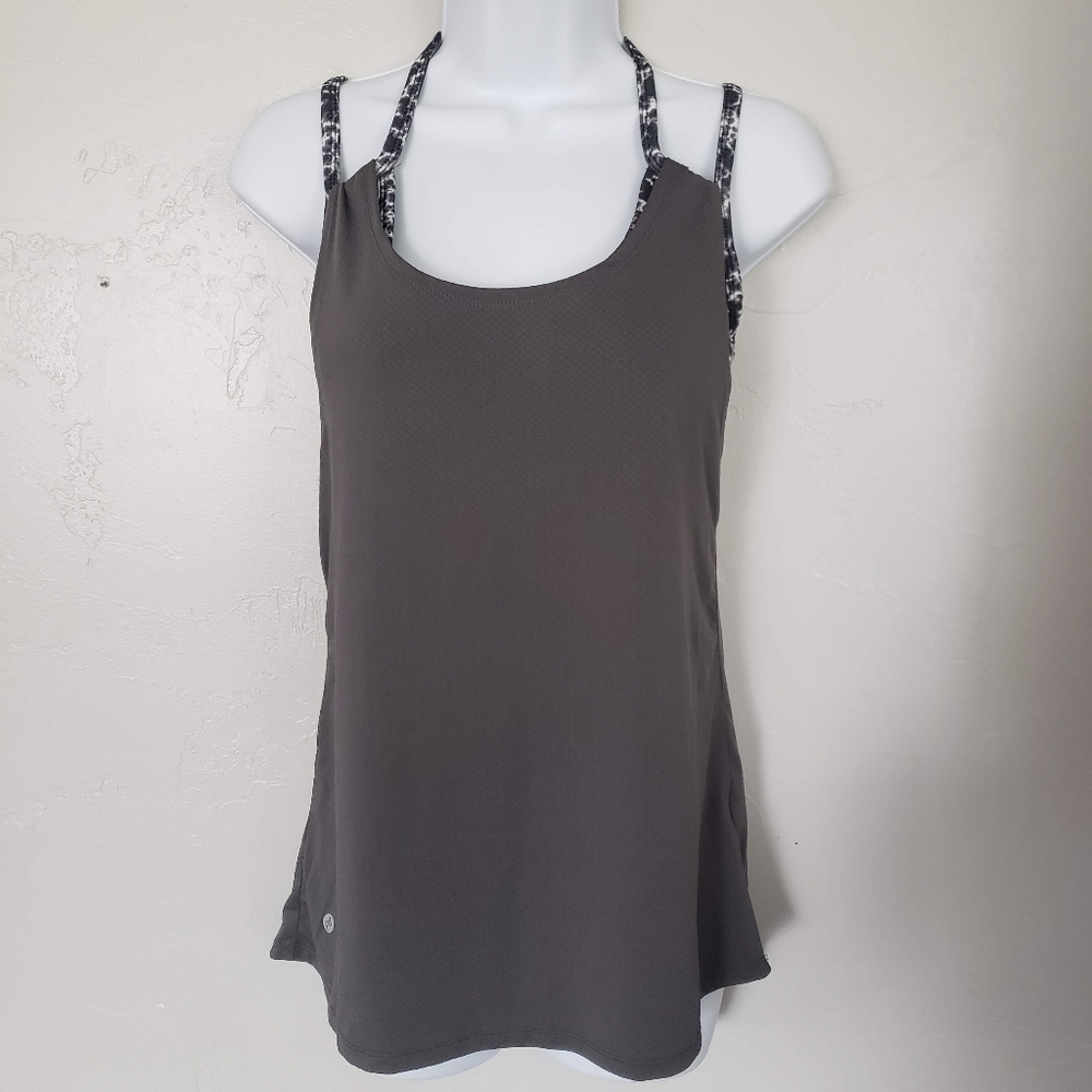 Jockey Women's Small Charcoal Grey Athletic Tank Top Marble Sports Bra Active